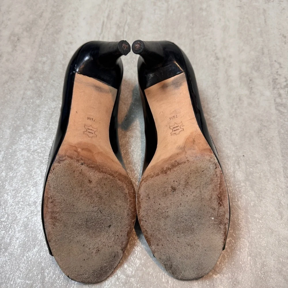 Via Spiga open toe heels black leather pump