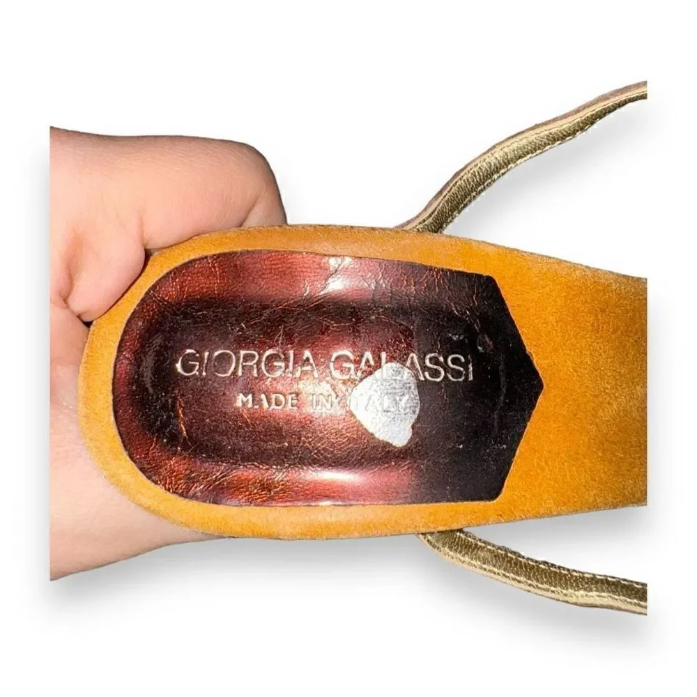 Giorgia Glassi Metalic Straps 3 Inch Heels Size 8 US 39 EU
