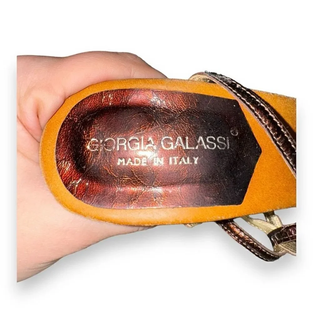 Giorgia Glassi Metalic Straps 3 Inch Heels Size 8 US 39 EU
