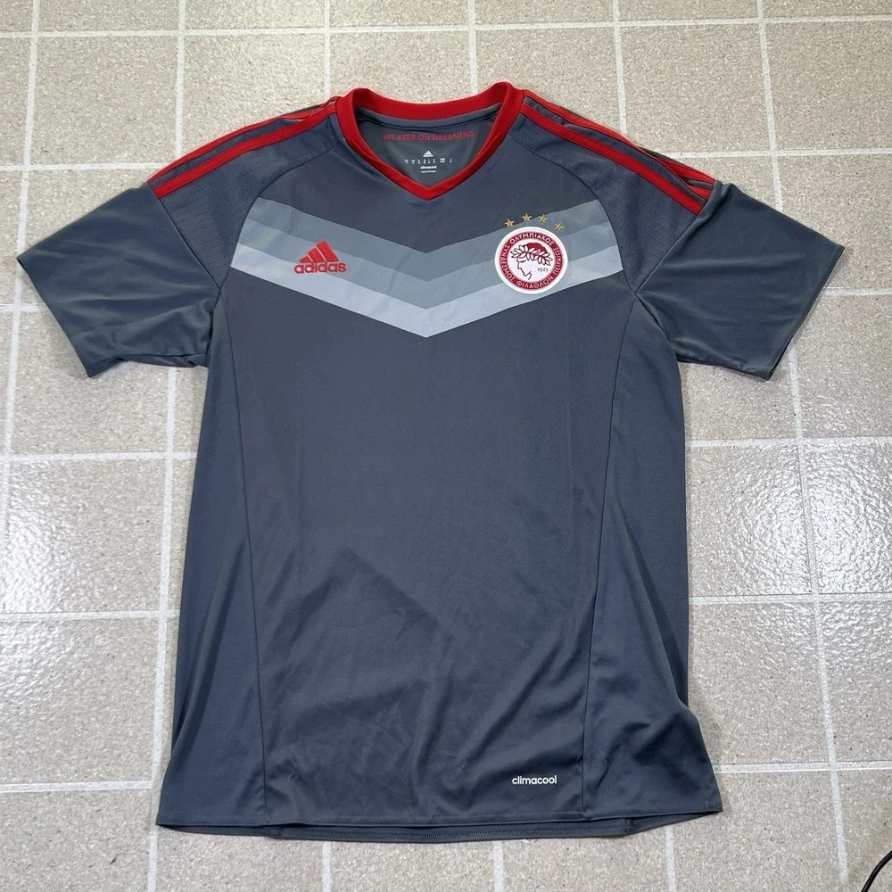 2016-17 OLYMPIAKOS AWAY GREY ADIDAS Sz M Soccer Football Futbol Jersey Kit
