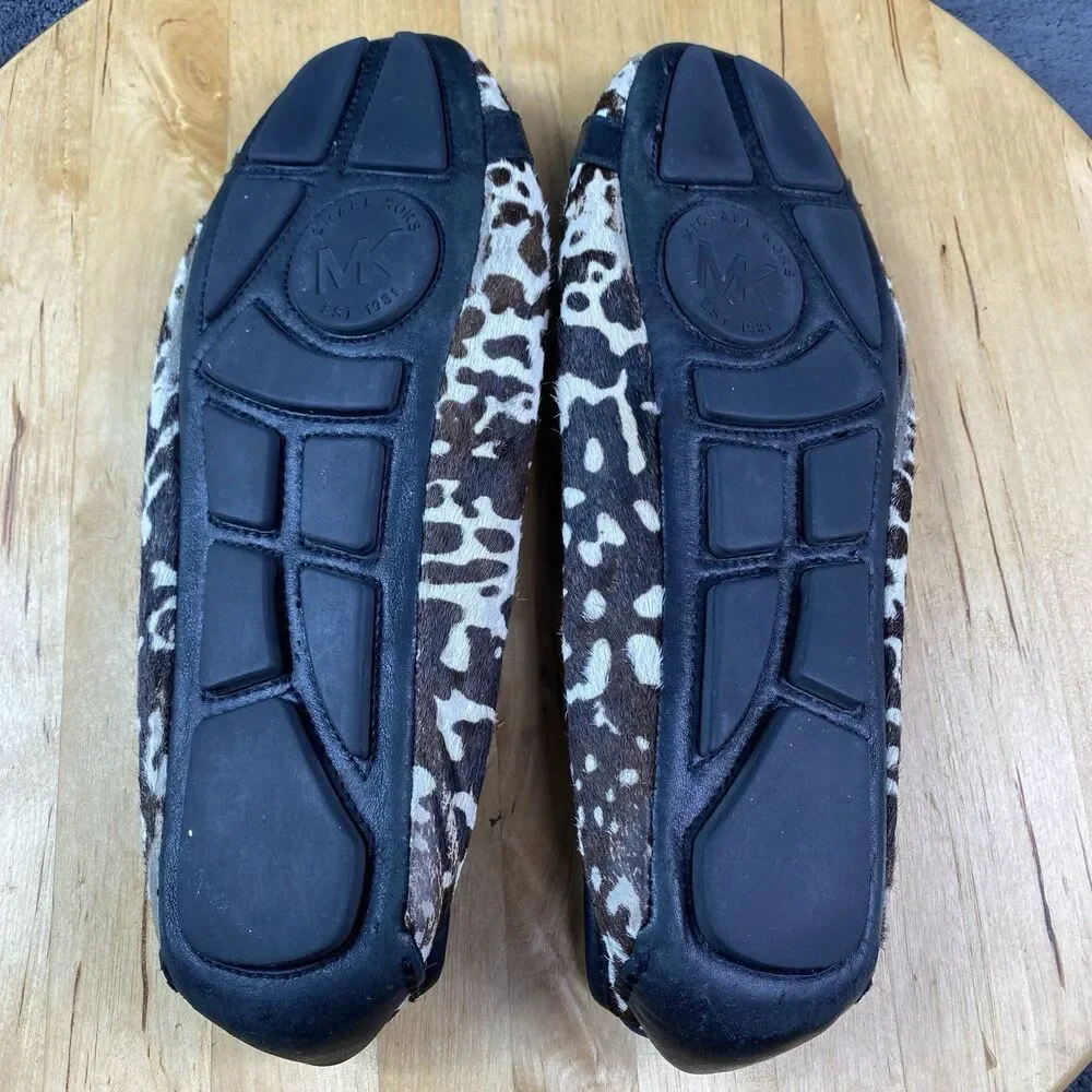 MICHAEL Michael Kors Womens Haircalf Uppers Flats Black/Brown Size 8 M