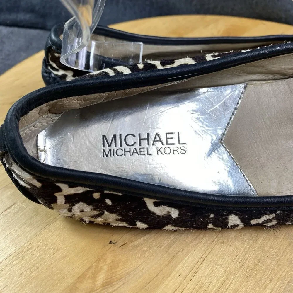 MICHAEL Michael Kors Womens Haircalf Uppers Flats Black/Brown Size 8 M