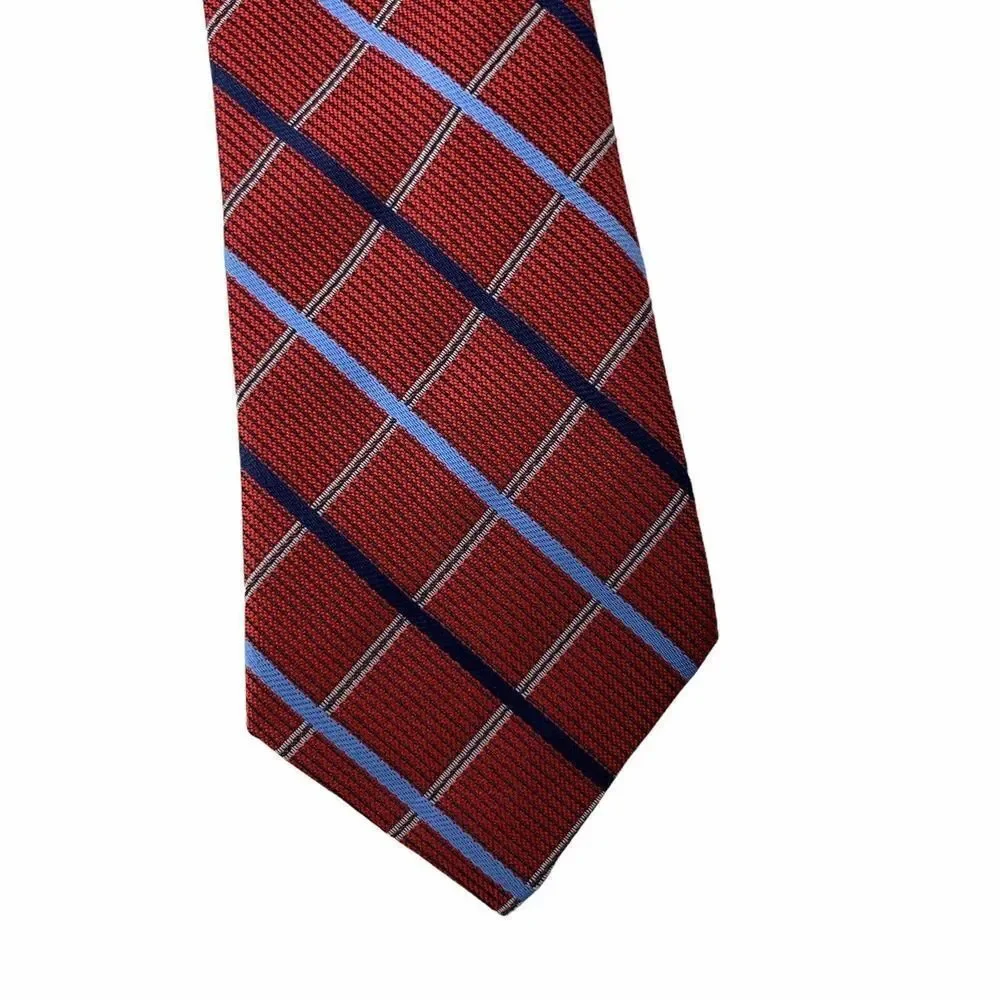 Boys Clip On Tie Red Blue Diagonal Striped Classic Pointed Tie One Size Cute
