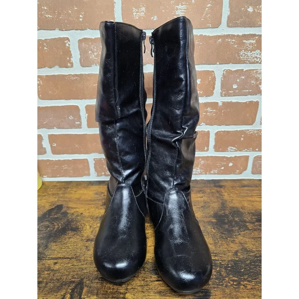 Forever Zip‎ Knee High Riding Boots Sz 6 Black READ