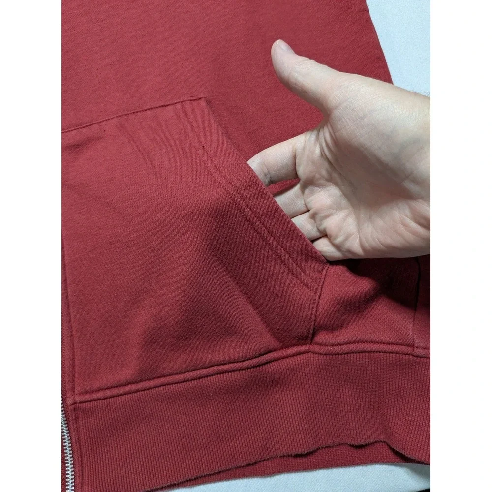 True Religion Buddha Hoodie - Men Large Burgundy Zip‎ Double-Sided
