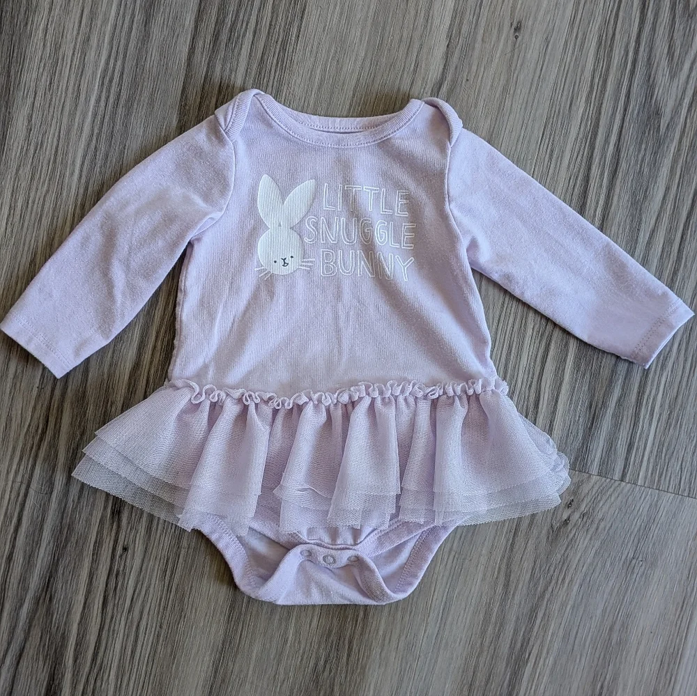 Baby Girl Cat & Jack Snuggle Bunny One Piece Easter Tutu 0-3‎ Mos Like New