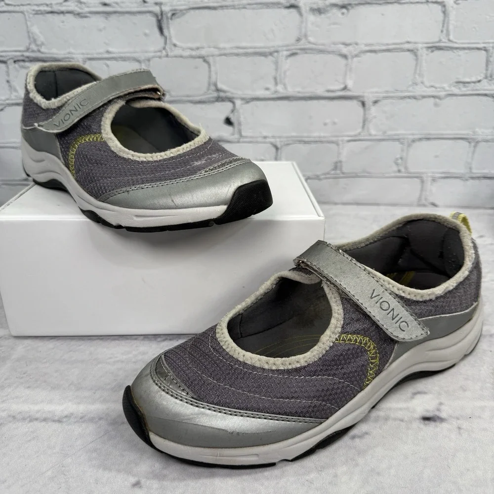 Vionic Sunset Slip On Mary Jane Shoes Womens‎ 8.5 Gray Silver 334 Sunset 9032