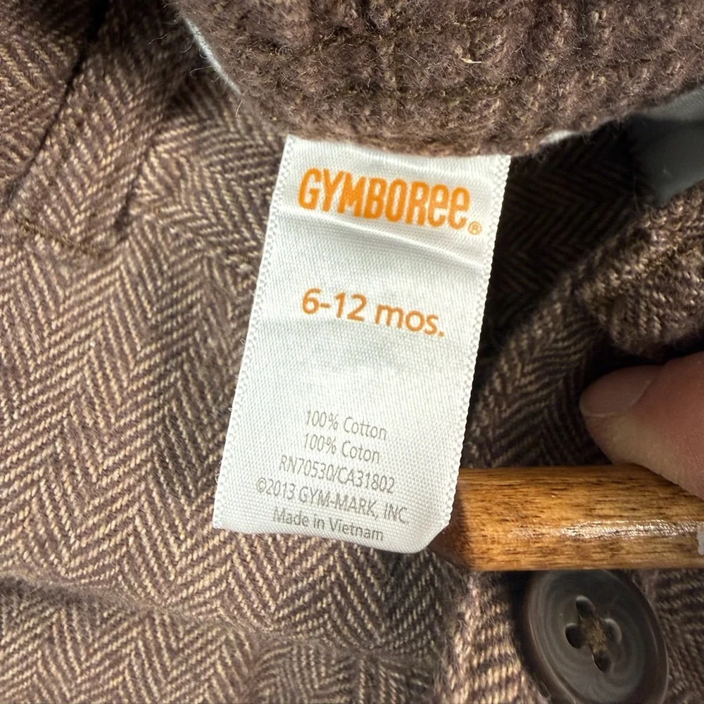 GYMBOREE Baby Brown Herringbone Woven‎ Pants 6-12 Months Classic Tailored Style