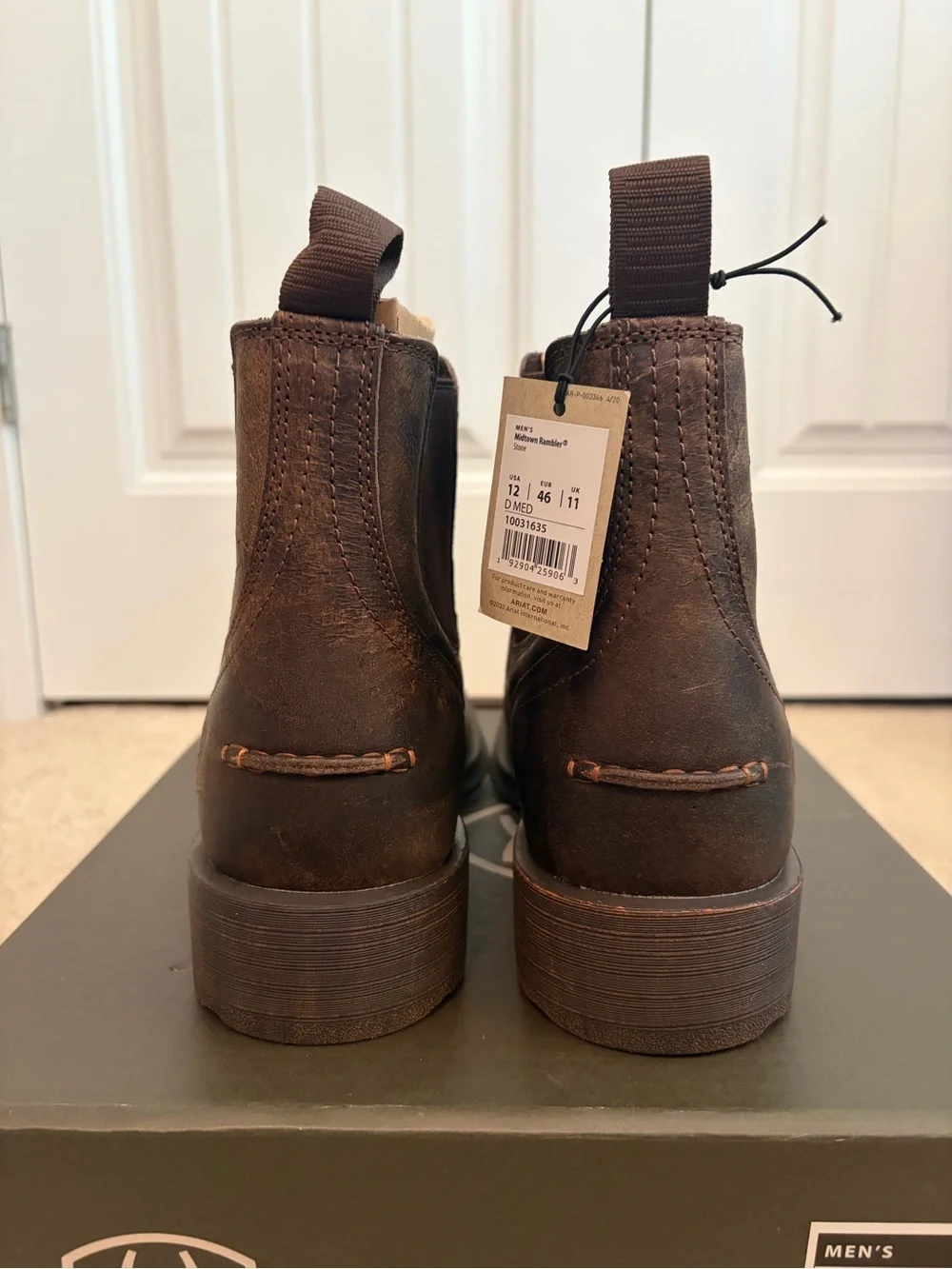 Ariat Midtown Rambler NIB Boots Men's Size 12 D Stone Brown Square Toe 10031635