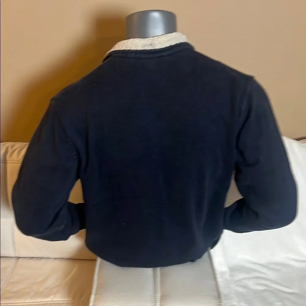 U.S. Polo Assn. Men’s Blue & White Quarter Zip Sweater Sherpa Neck Size XL