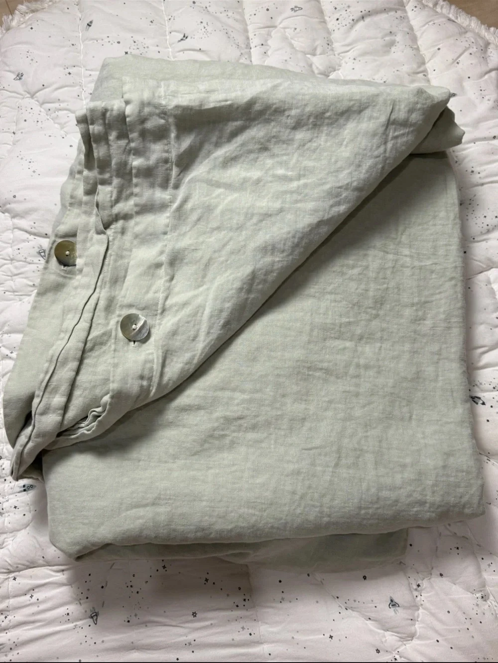 Bella Notte Linens 100% Linen Duvet Cover Green Buttons Luxury King ( Read Desc