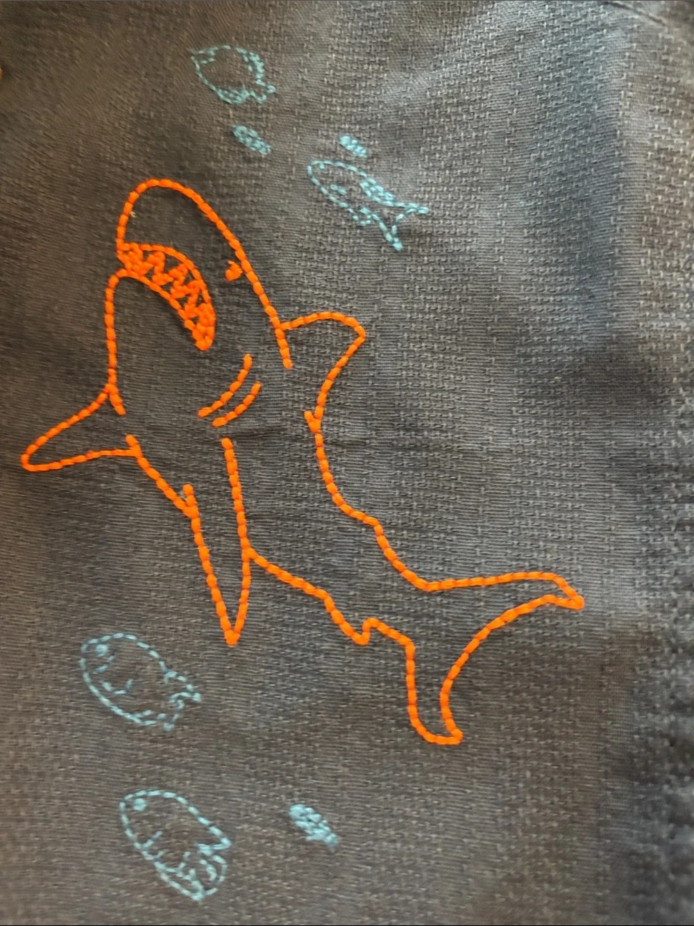 Cat & Jack Navy Shirt with Orange Shark and Light Blue Bubbles