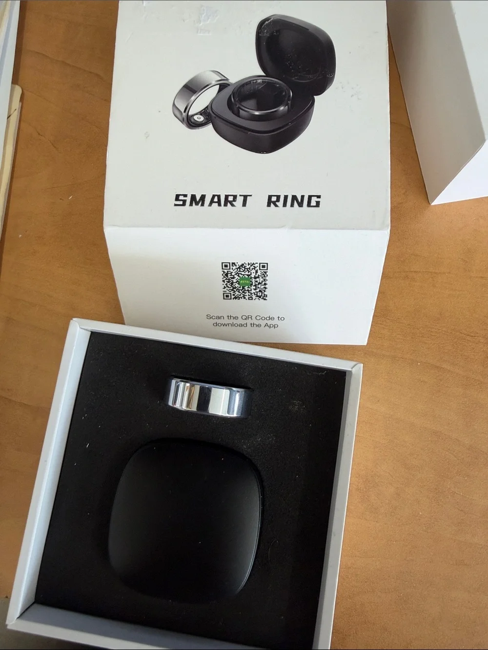 Smart Ring - Silver Wearable Ring with Charging Case