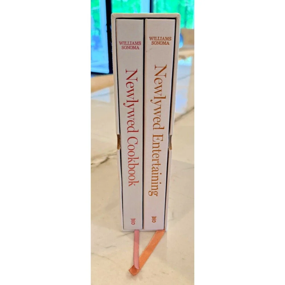 Williams Sonoma Newlywed Cookbook & Entertaining Boxed Set Linen Hardcover