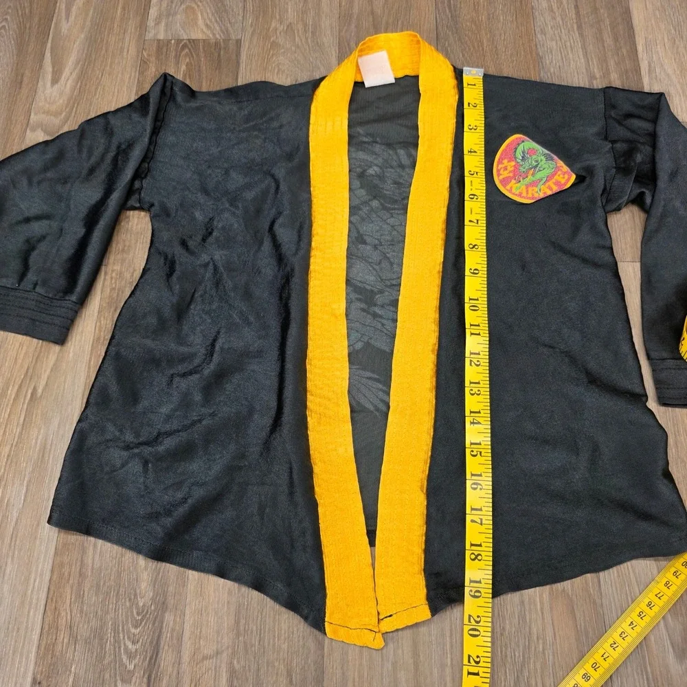 Vintage Kids Karate Dragon Jacket Black Yellow Martial Arts Uniform Youth Large