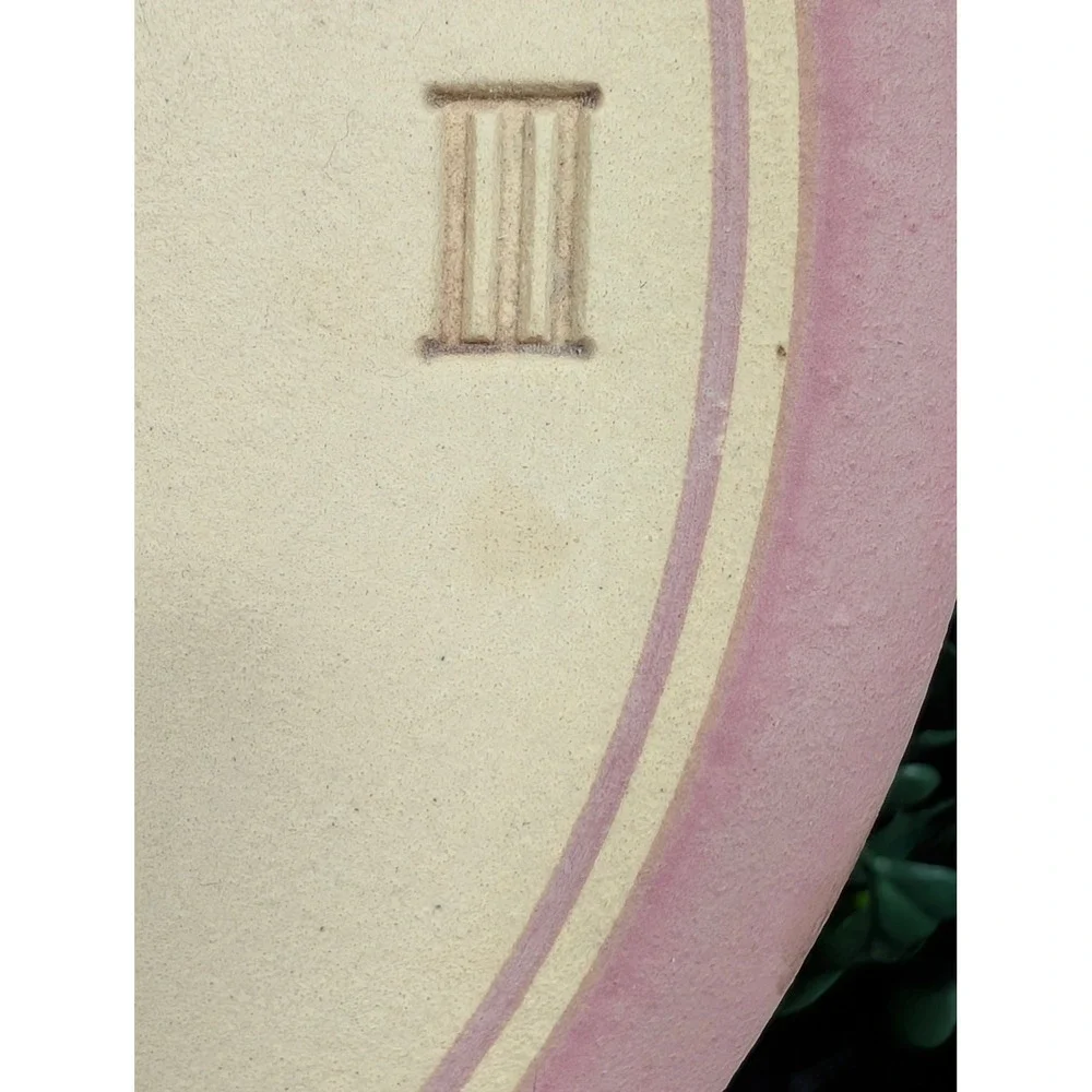 Vintage 80s Studio Pottery Wall Clock Cream Mauve Wheat Pinecone Cottagecore