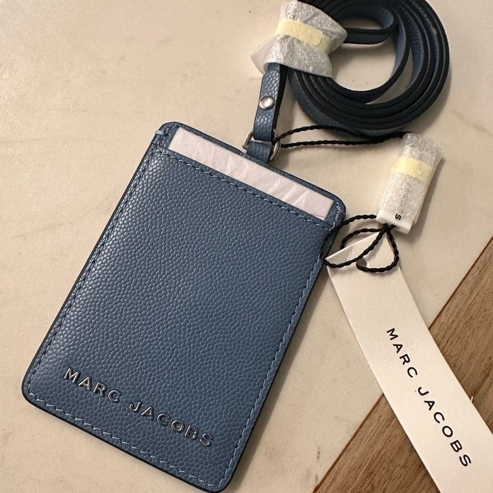 NWT! NEW! Marc Jacobs Slate Blue Card Holder with Lanyard -Unisex