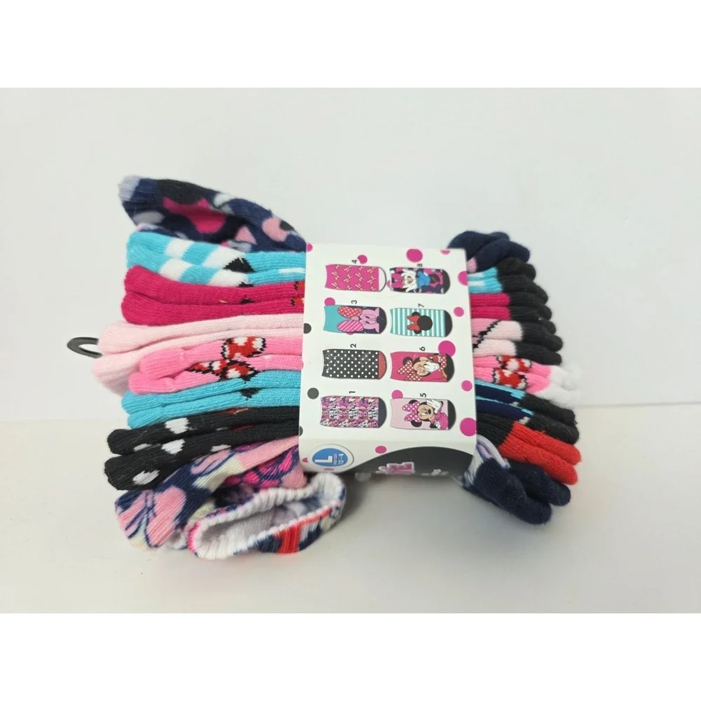 Disney Minnie Mouse socks NWT 8 pairs size youth large 13-4 No Show