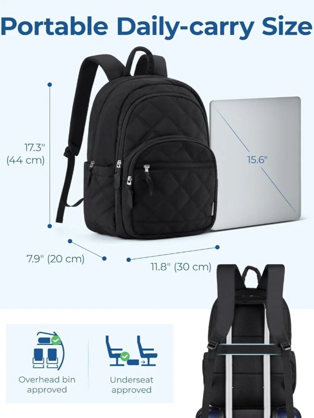Chic Water-Resistant Quilted Laptop Backpack for Women