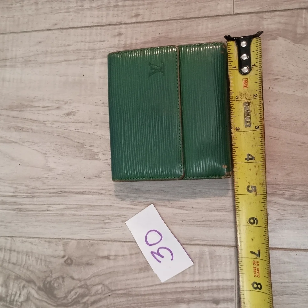 Authentic Louis Vuitton Green Epi Leather LV Embossed Logo Trifold Wallet