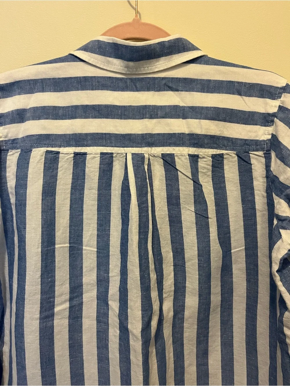 J.Crew Blue & White Striped Linen Blend Button-Up Shirt Size Medium