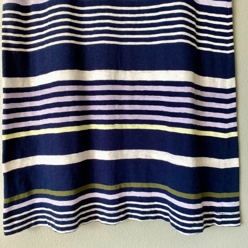 Lou & Grey Nautical Striped Navy White T-Shirt A-Line Shift Dress Women's Small