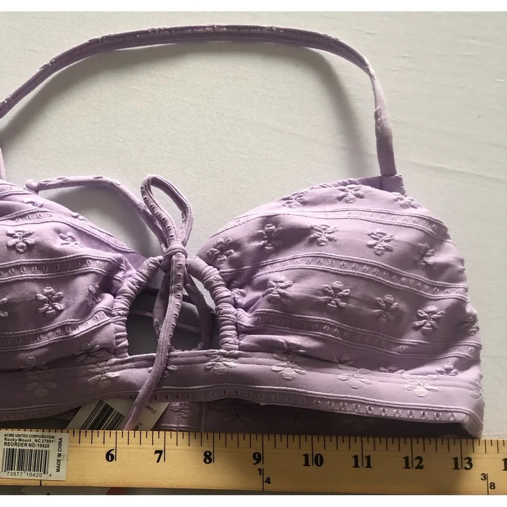 Daisy Eyelet Cinched Cutout Bikini Swim Top Size M