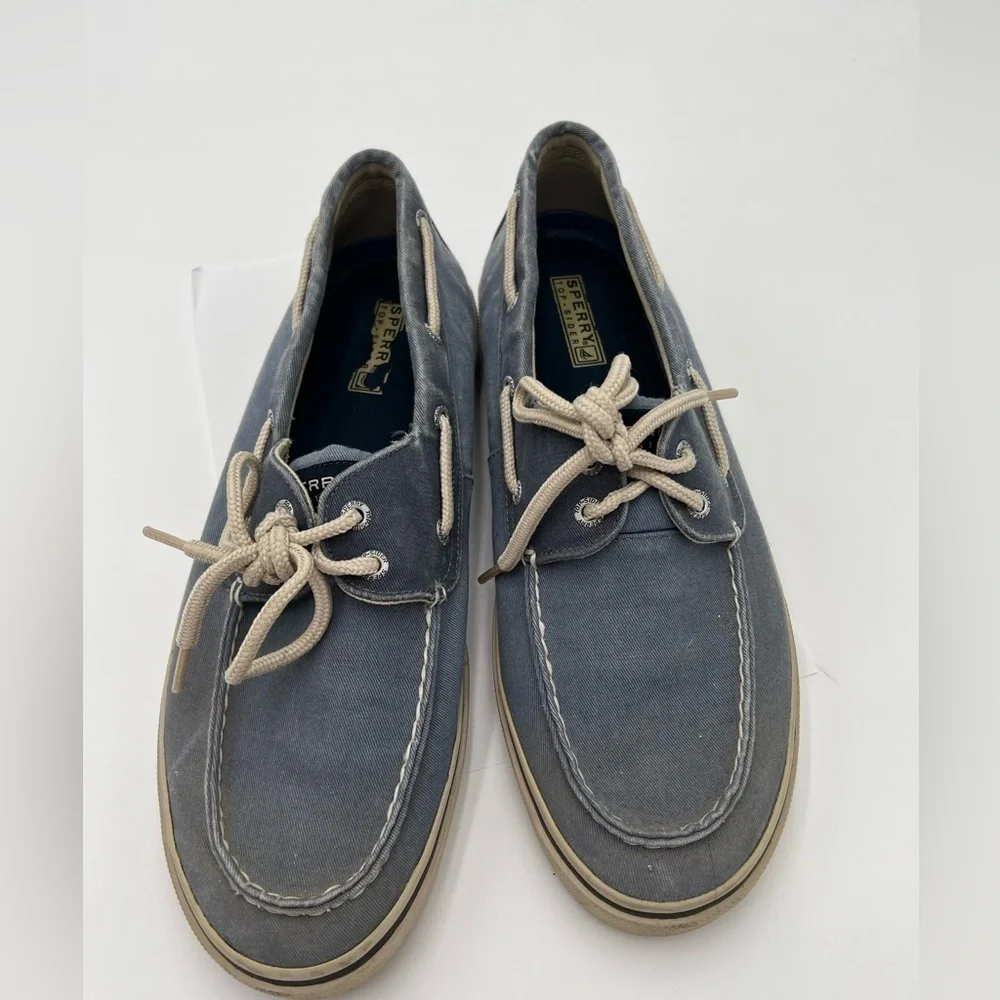 Sperry Top Sider Mens Halyard 2 Eye Denim Blue Slip On Boat Shoes Size 12