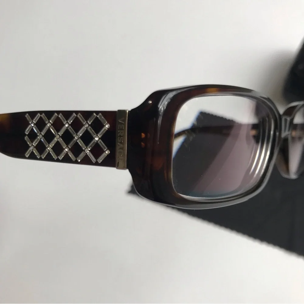 Versace 3107-B Tortoise Crystal Eyeglass Frames 52-16-135 Italy