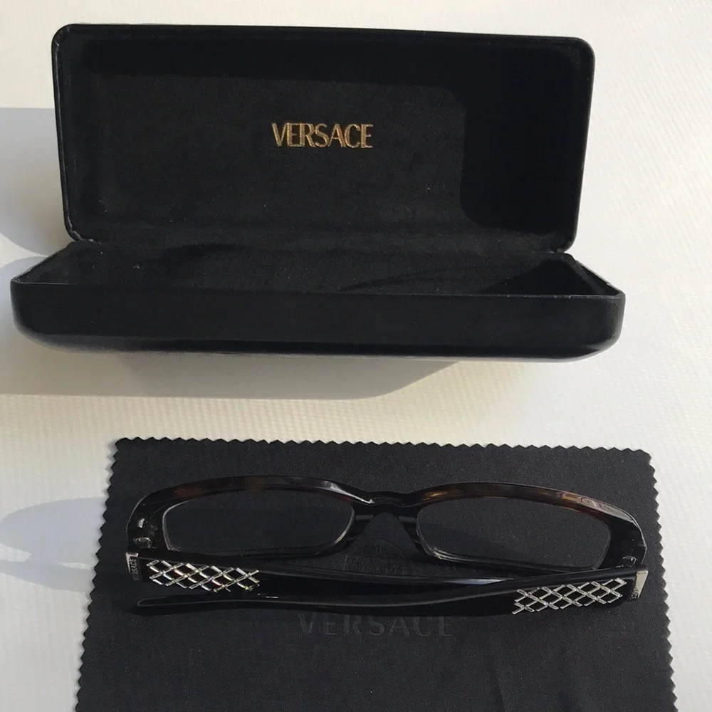 Versace 3107-B Tortoise Crystal Eyeglass Frames 52-16-135 Italy