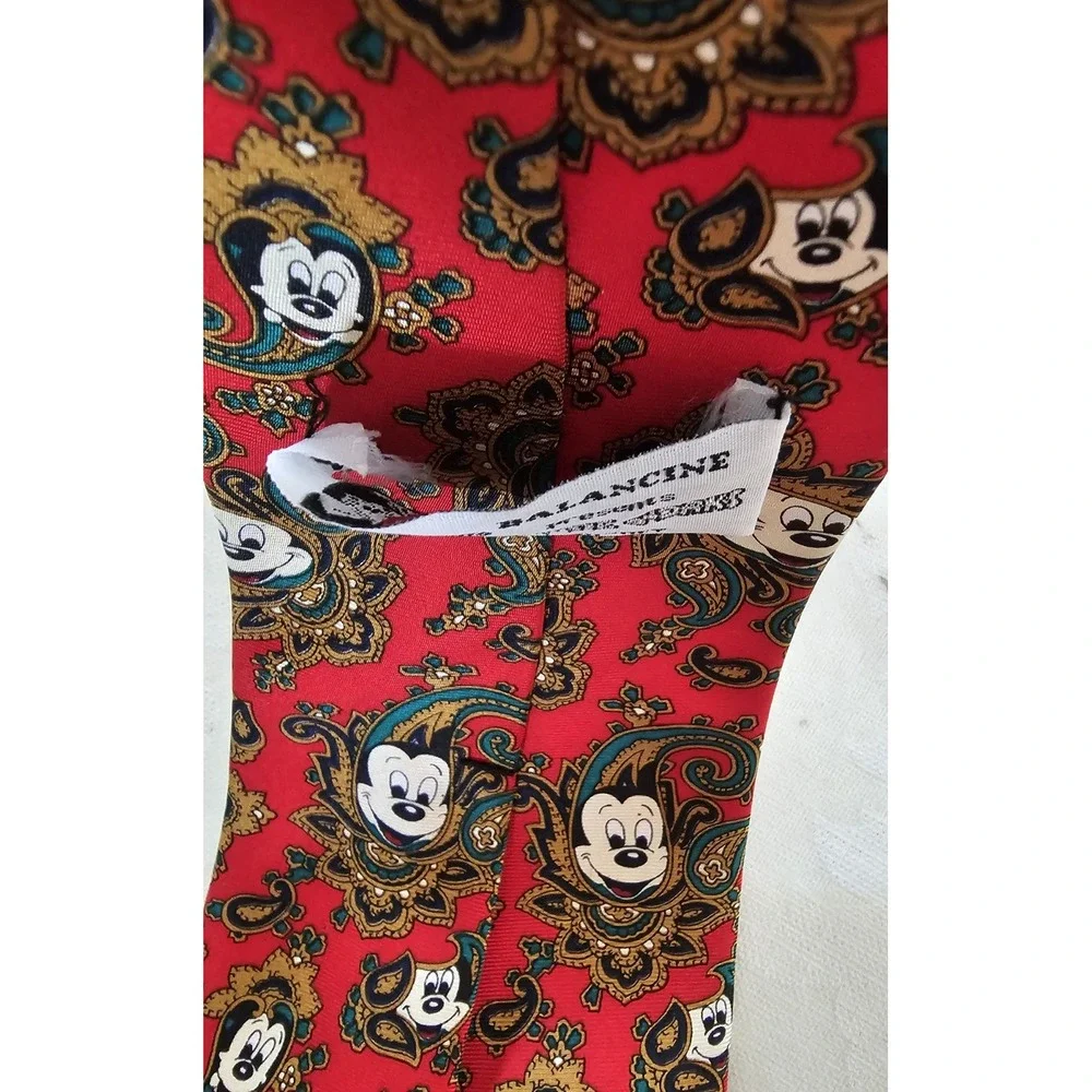 Vintage Balancine The Tie Works Disney Mickey Mouse Paisley Silk Tie Korea Made‎