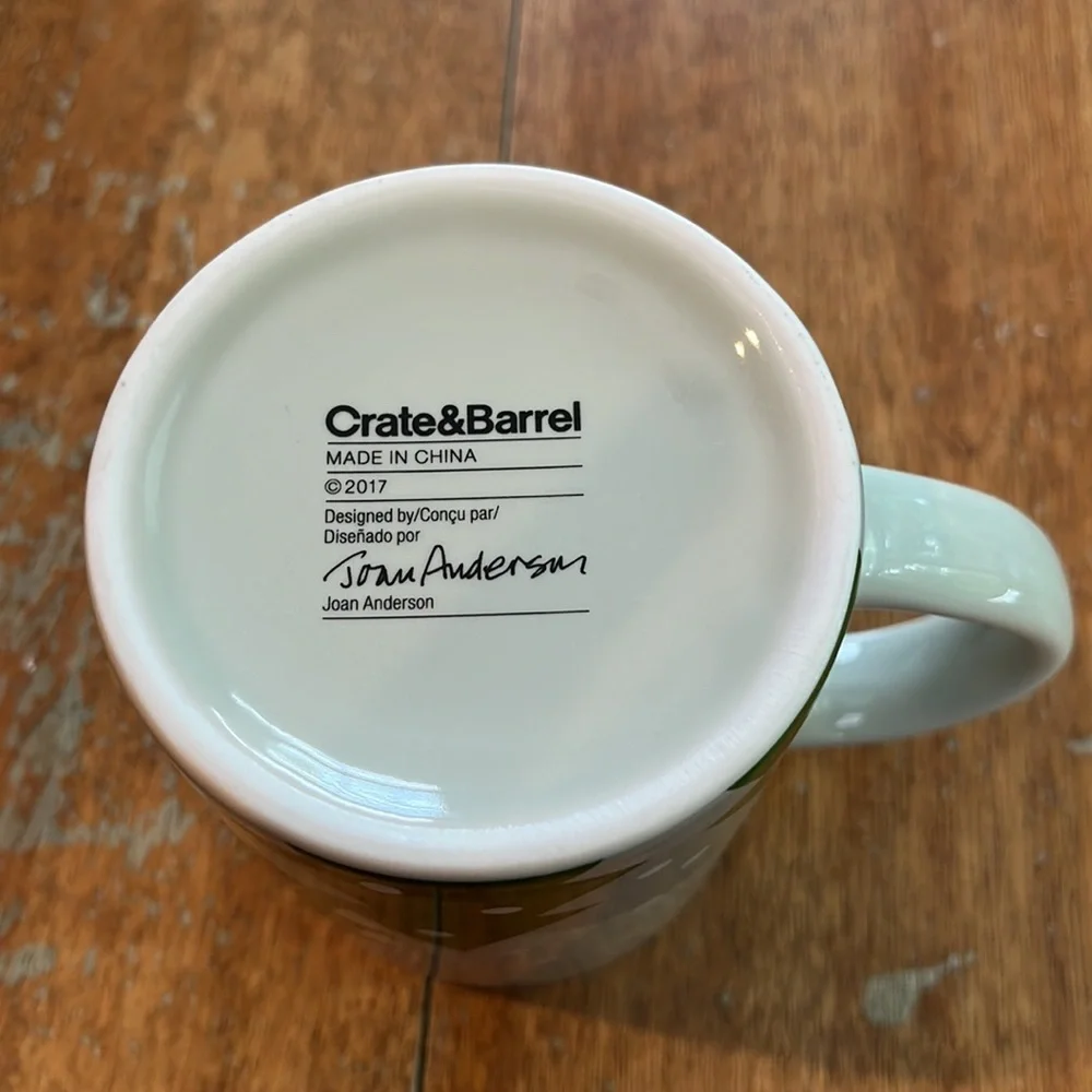 Crate and barrel Joan Anderson snowman/snow pal mug 2017