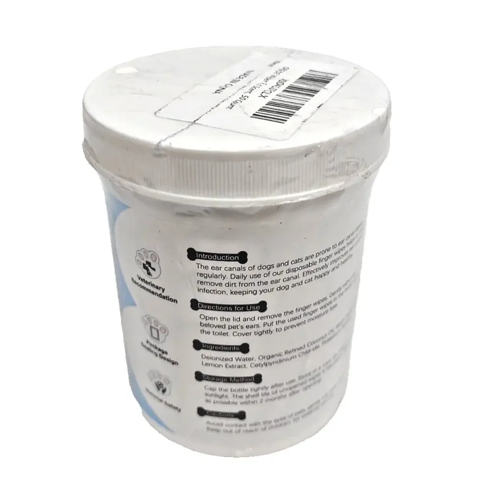 OBSEDE Extra Large Dog Ear Wipes & Cat Ear Cleaner 50 Ct Wide Pet Finger Wipes