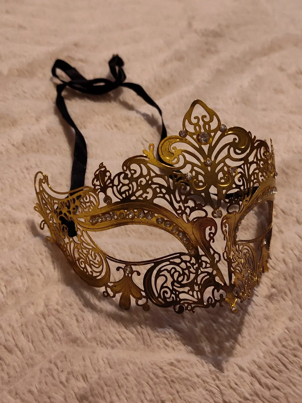 Vintage 70's Gold Filigree (Metal) & Silver Sequin Masquerade Masks