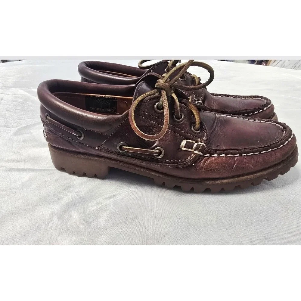 Timberland 3 Eye Classic Lug Oxblood Burgundy Boat Shoes Men US 7.5, Women US 9