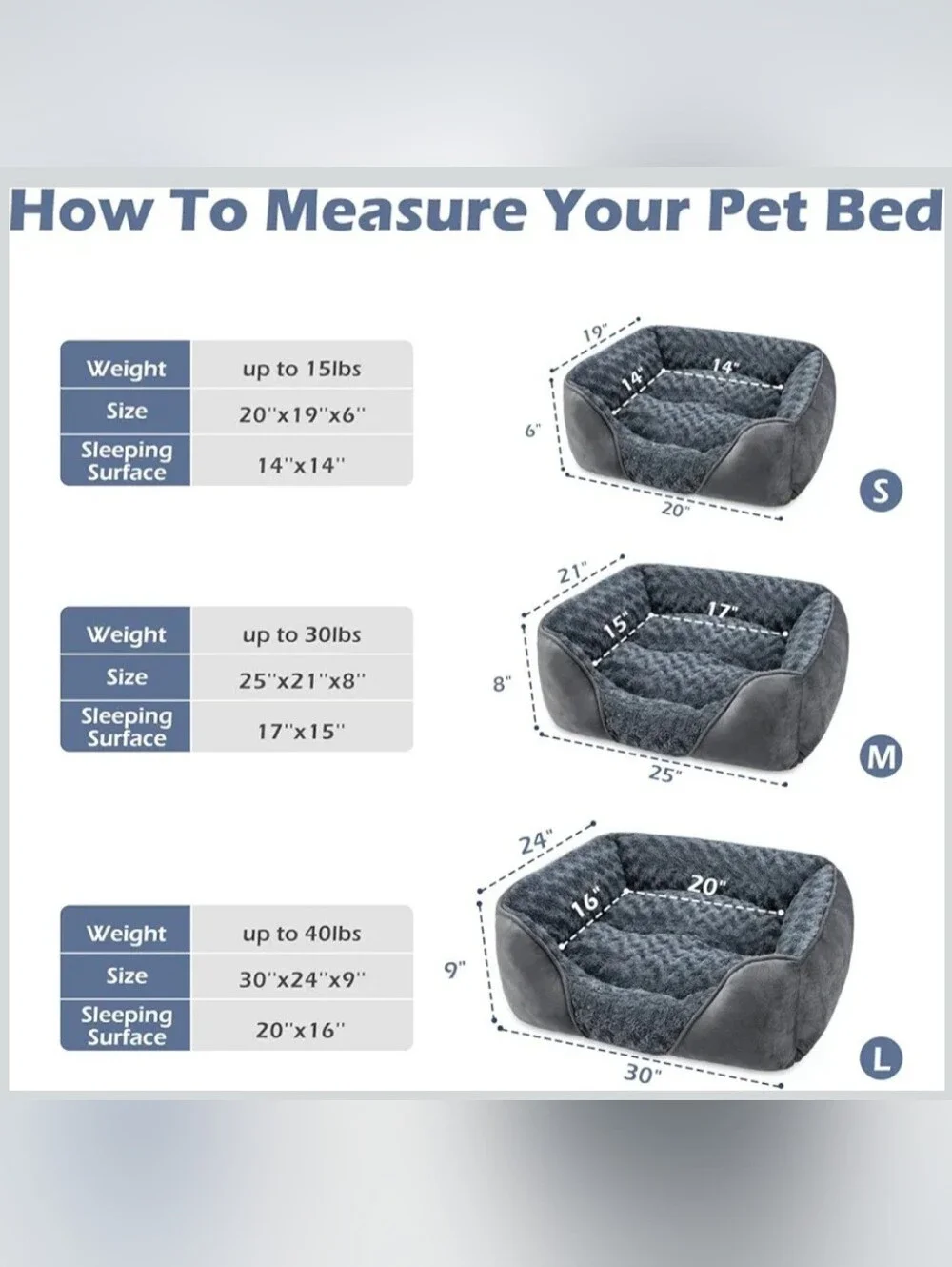 NWT Orthopedic Plush Gray Cozy Dog Bed, Washale with Anti-Slip Bottom 30