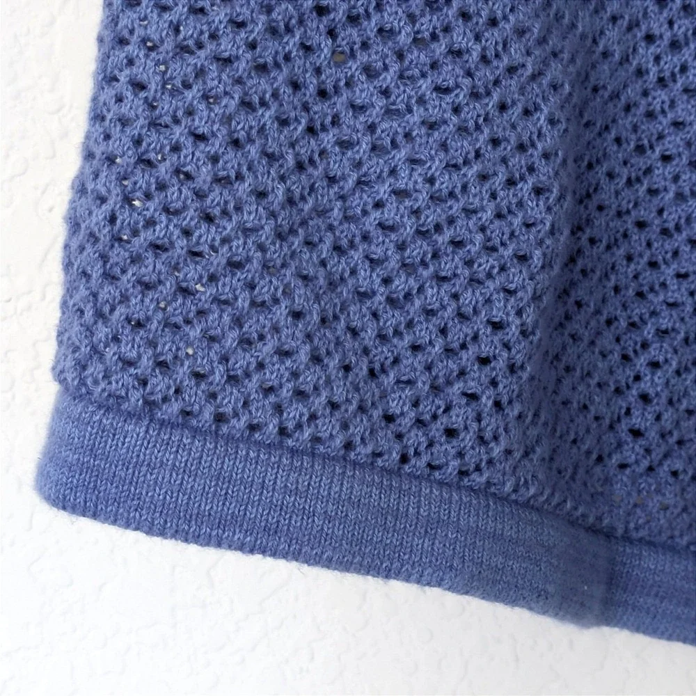 Pact Beachside Crochet Shorts XXL Blue Drawstring Organic Cotton Linen Knit