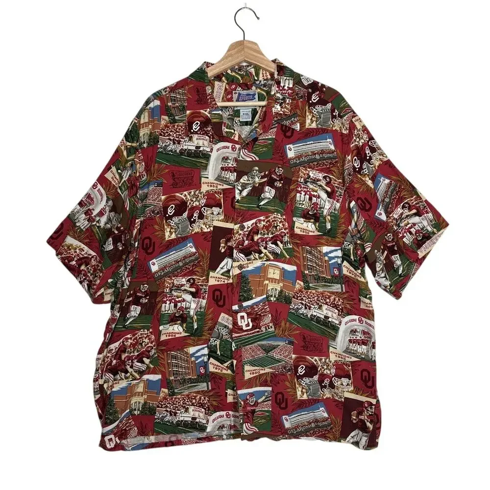 Reyn Spooner OU Oklahoma Sooners Vintage Champions Hawaiian Aloha Shirt Sz XXL