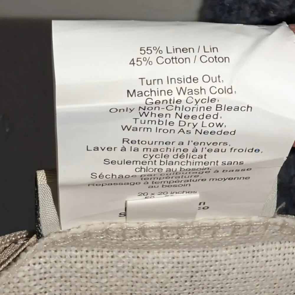 Pottery Barn Linen Cotton 20X20 Sunflower Decorative Pillow Feather Fill Insert
