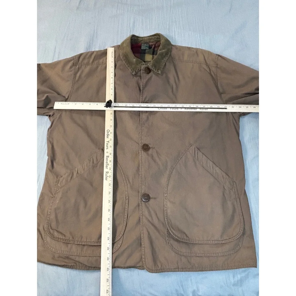 Vintage j crew oarsman chore barn jacket men's large brown flannel lined