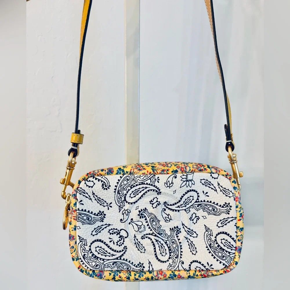 Tory Burch Perry Bombe Mini Crossbody Mixed Print Leather Bag Medallion Floral
