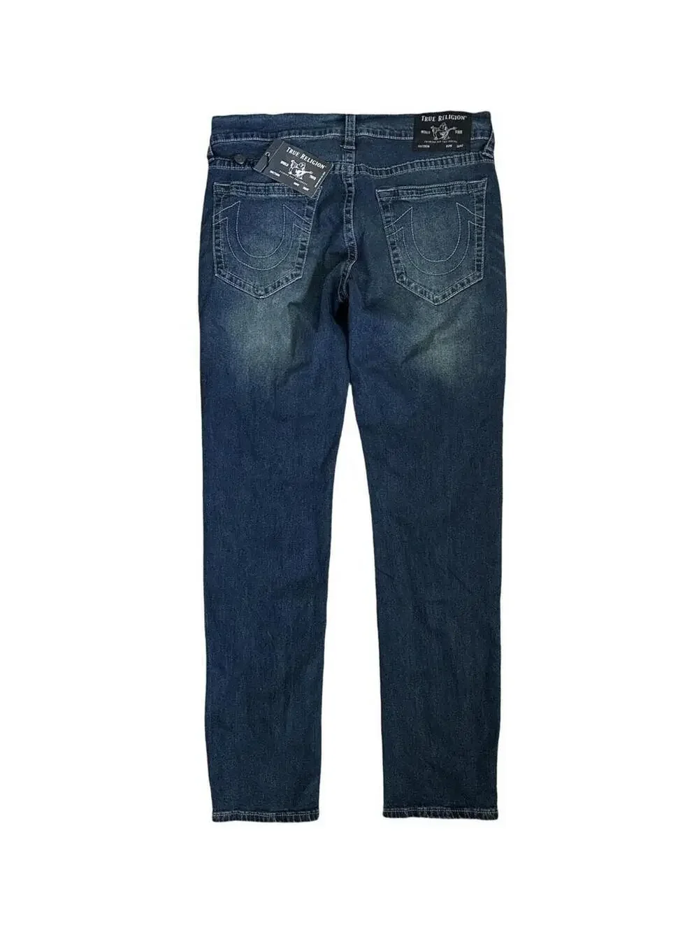 NEW True Religion Rocco Jeans Men's Blue Denim Pants Relaxed Skinny Size 34x32