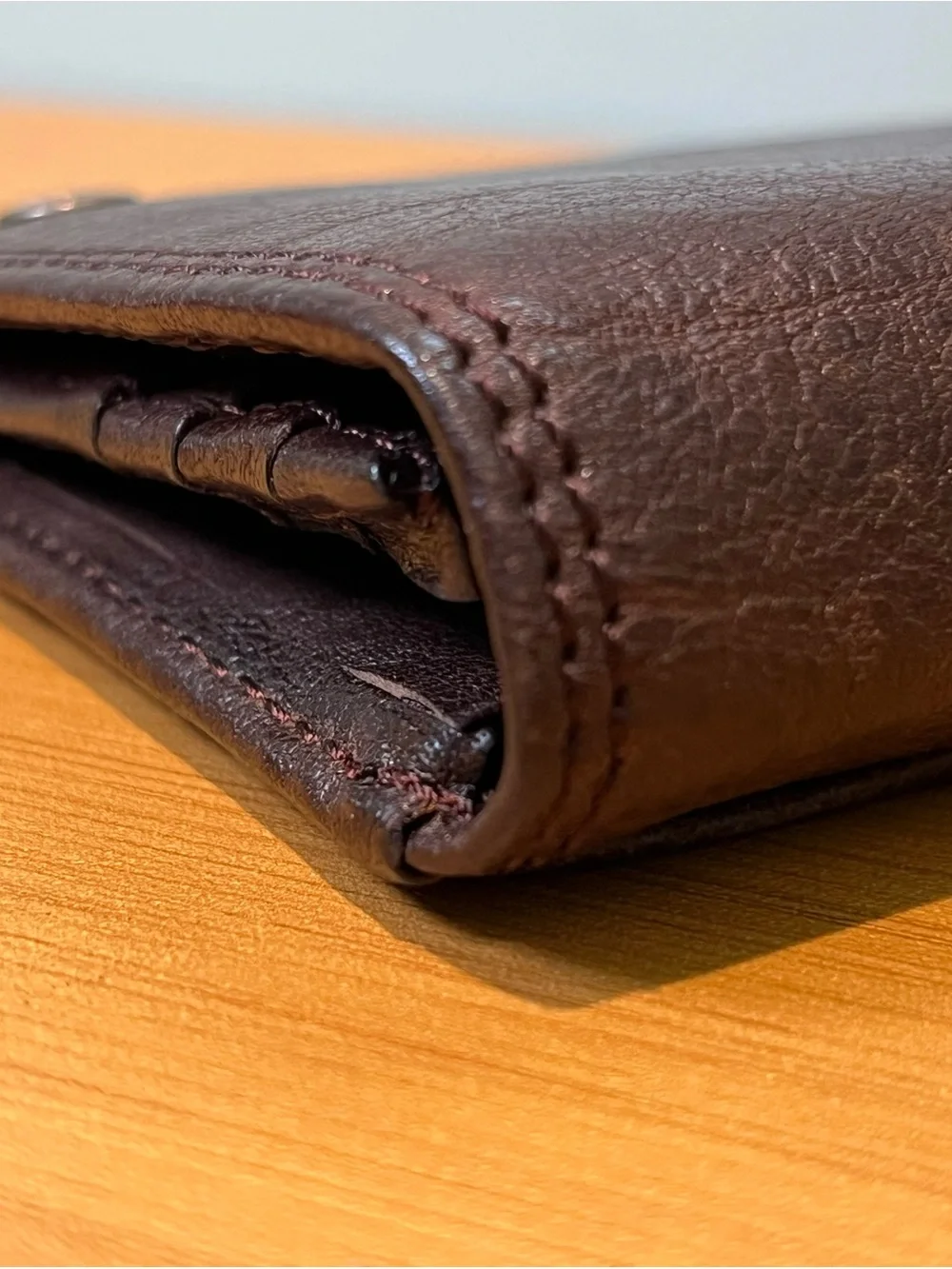 Men's Leather Long Wallet - Dark Brown