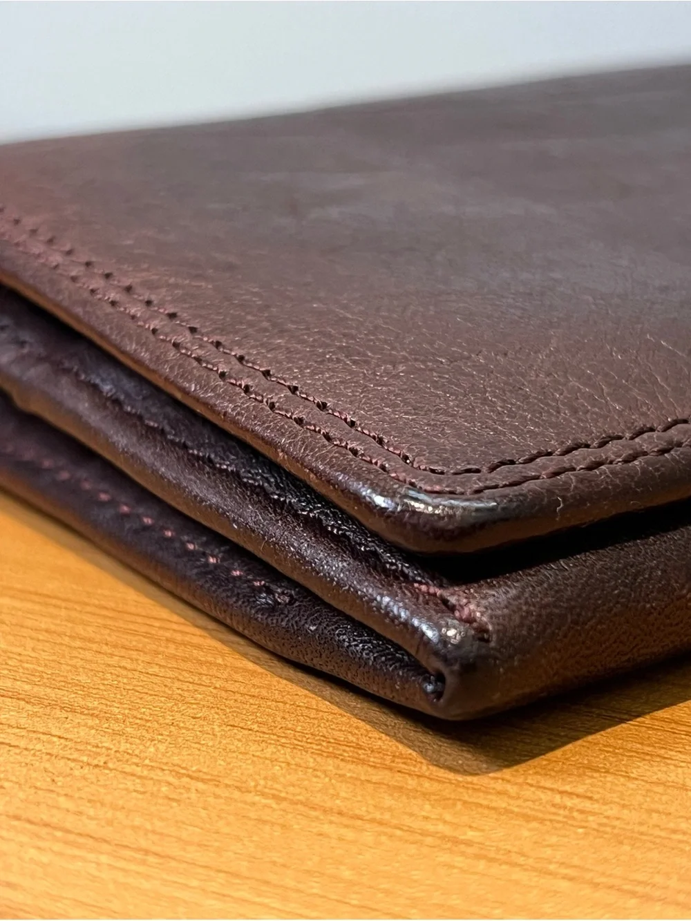 Men's Leather Long Wallet - Dark Brown