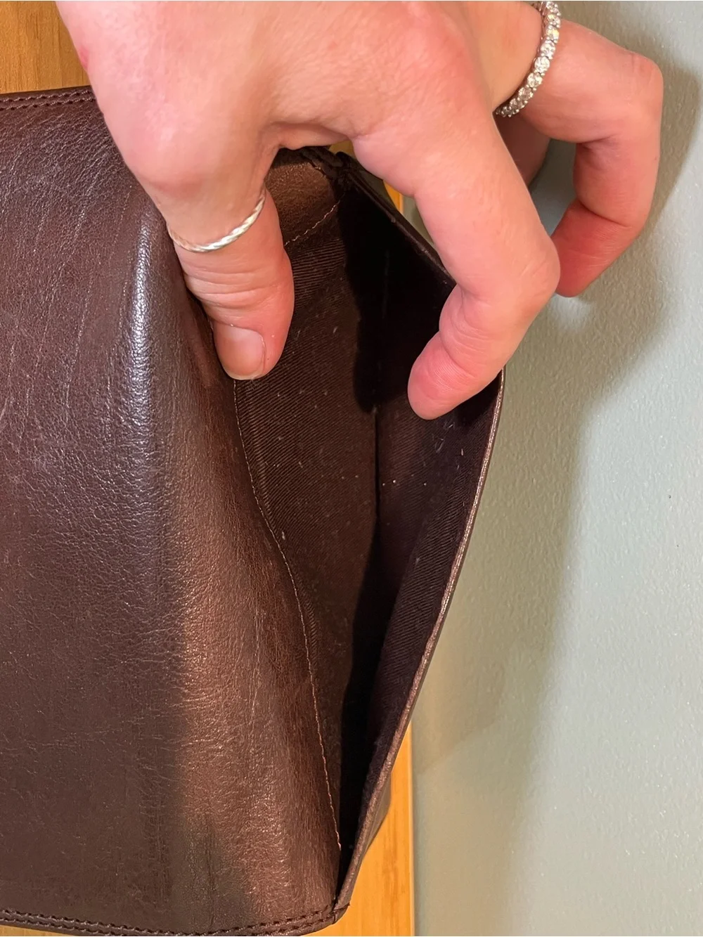Men's Leather Long Wallet - Dark Brown