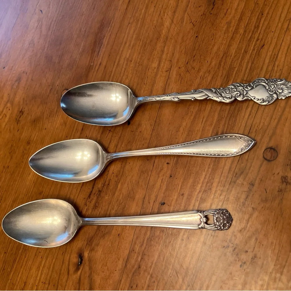 3 Lovely Silver Serving Spoons