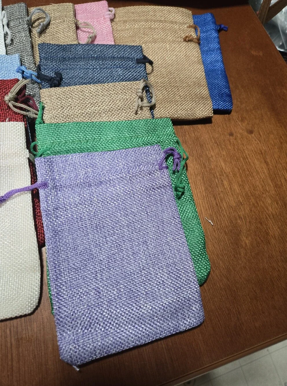 Set of Small 20 Drawstring  Pouches - Pastel Pink & Lavender As Well As Other Co
