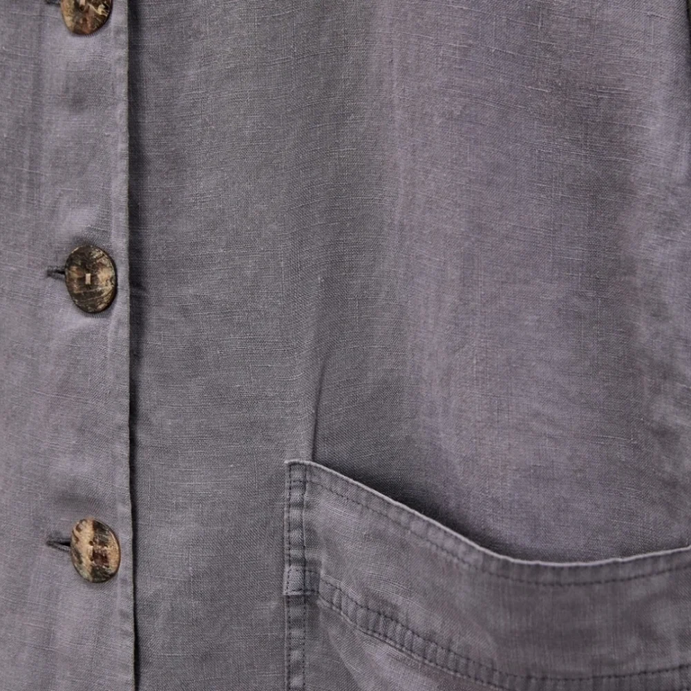 Zara 100% Linen Front Pocket Grey Boiler Jumpsuit Onesie NWT Size Small