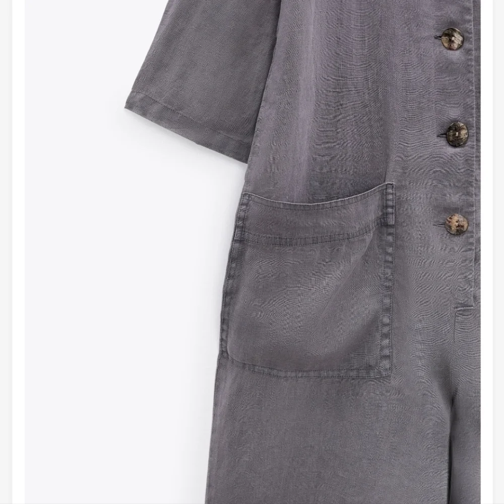 Zara 100% Linen Front Pocket Grey Boiler Jumpsuit Onesie NWT Size Small