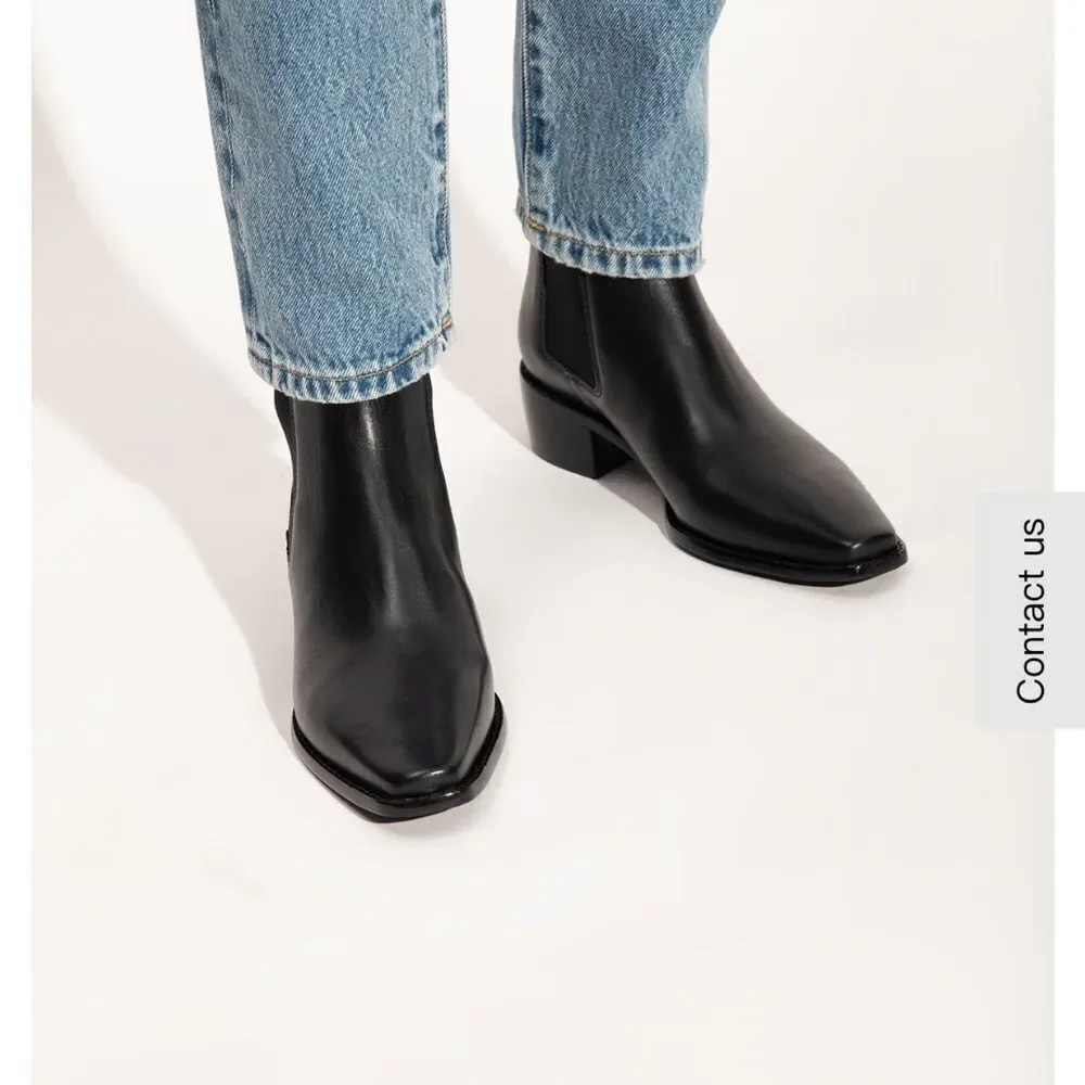 Tory Burch Chelsea Classic Ankle Boots/Dust Bag Black Nappa Leather 8.5 NWT